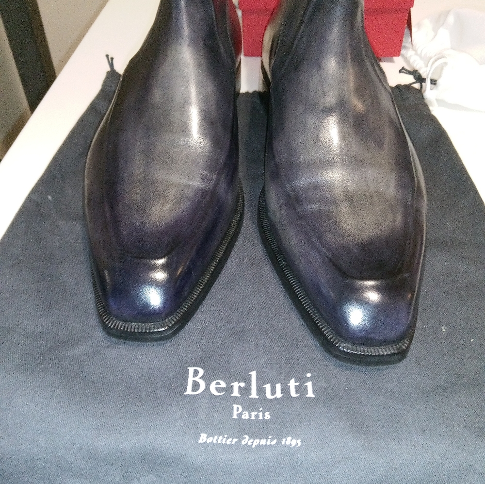 Men's Berluti patina black and gray Leather Boot
